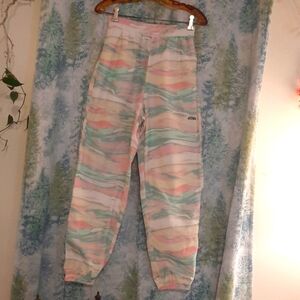 Adidas pink and green marble winter snow pant , cuffed bottoms small great cond.